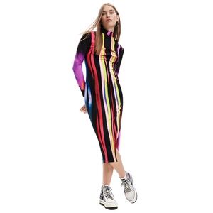 Desigual neon striped midi dress⚡️